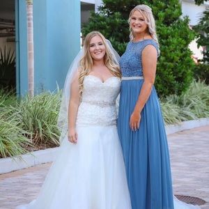 David’s Bridal Steel Blue dress